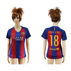 Womens Barcelona #18 Jordi Alba Home Soccer Club Jersey