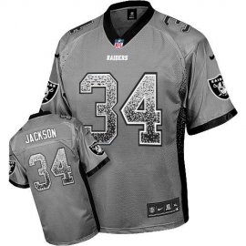 Nike Las Vegas Raiders #34 Bo Jackson Grey Mens Stitched NFL Elite Drift Fashion Jersey