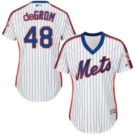 New York Mets #48 Jacob deGrom White(Blue Strip) Alternate Womens Stitched MLB Jersey