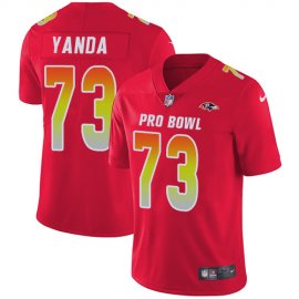 Nike Baltimore Ravens #73 Marshal Yanda Red Mens Stitched NFL Limited AFC 2019 Pro Bowl Jersey