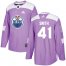 Adidas Edmonton Oilers #41 Mike Smith Purple Authentic Fights Cancer Stitched Youth NHL Jersey