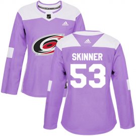 Adidas Carolina Hurricanes #53 Jeff Skinner Purple Authentic Fights Cancer Womens Stitched NHL Jersey