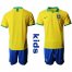 Brazil Blank Home Kid Soccer Country Jersey