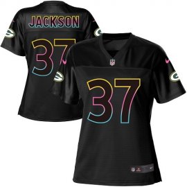 Nike Green Bay Packers #37 Josh Jackson Black Womens NFL Fashion Game Jersey