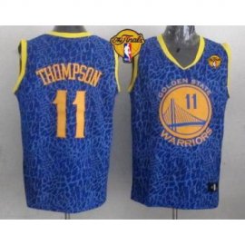 Warriors #11 Klay Thompson Blue Crazy Light The Finals Patch Stitched NBA Jersey