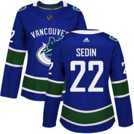 Adidas Vancouver Canucks #22 Daniel Sedin Blue Home Authentic Womens Stitched NHL Jersey