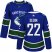Adidas Vancouver Canucks #22 Daniel Sedin Blue Home Authentic Womens Stitched NHL Jersey