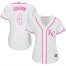 Kansas City Royals #4 Alex Gordon White/Pink Fashion Womens Stitched MLB Jersey