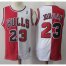Mitchell And Ness Split Fashion Bulls #23 Michael Jordan Red/White Stitched NBA Jersey