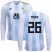 Argentina #26 Pavon Home Long Sleeves Kid Soccer Country Jersey