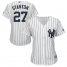 New York Yankees #27 Giancarlo Stanton White Strip Home Womens Stitched MLB Jersey