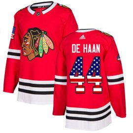Adidas Chicago Blackhawks #44 Calvin De Haan Red Home Authentic USA Flag Stitched NHL Jersey