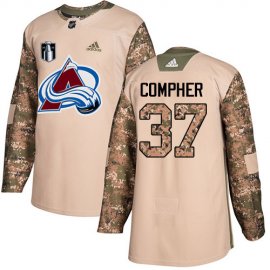 Adidas Colorado Avalanche #37 J.T. Compher Camo Youth 2022 Stanley Cup Final Patch Authentic Veterans Day Stitched NHL Jersey Youth
