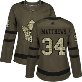 Adidas Toronto Maple Leafs #34 Auston Matthews Green Salute to Service Womens Stitched NHL Jersey