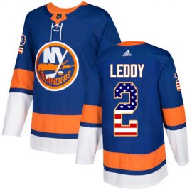Adidas New York Islanders #2 Nick Leddy Royal Blue Home Authentic USA Flag Stitched NHL Jersey