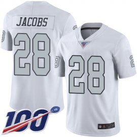 Nike Las Vegas Raiders #28 Josh Jacobs White Mens Stitched NFL Limited Rush 100th Season Jersey