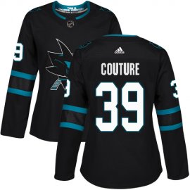 Adidas San Jose Sharks #39 Logan Couture Black Alternate Authentic Womens Stitched NHL Jersey