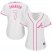 Atlanta Braves #7 Dansby Swanson White/Pink Fashion Womens Stitched MLB Jersey