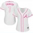 Atlanta Braves #7 Dansby Swanson White/Pink Fashion Womens Stitched MLB Jersey