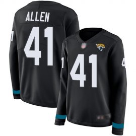 Nike Jacksonville Jaguars #41 Josh Allen Black Team Color Womens Stitched NFL Limited Therma Long Sleeve Jersey