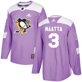 Adidas Pittsburgh Penguins #3 Olli Maatta Purple Authentic Fights Cancer Stitched NHL Jersey