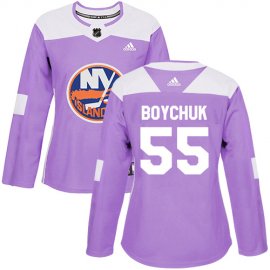 Adidas New York Islanders #55 Johnny Boychuk Purple Authentic Fights Cancer Womens Stitched NHL Jersey