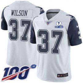 Nike Dallas Cowboys #37 Donovan Wilson White Mens Stitched With Established In 1960 Patch NFL Limited Rush 100th Season Jersey
