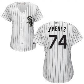 Chicago White Sox #74 Eloy Jimenez White(Black Strip) Home Womens Stitched MLB Jersey