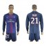 Paris Saint-Germain #21 Digne Home Long Sleeves Soccer Club Jersey