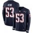 Nike New England Patriots #53 Josh Uche Navy Blue Team Color Youth Stitched NFL Limited Therma Long Sleeve Jersey