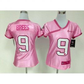 Nike New Orleans Saints #9 Drew Brees New Pink Womens Be Luvd Stitched NFL Elite Jersey