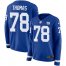 Nike New York Giants #78 Andrew Thomas Royal Blue Team Color Womens Stitched NFL Limited Therma Long Sleeve Jersey