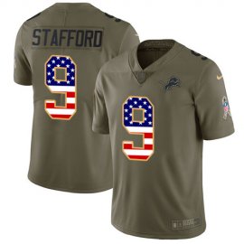 Nike Detroit Lions #9 Matthew Stafford Olive/USA Flag Mens Stitched NFL Limited 2017 Salute To Service Jersey