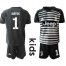 Juventus #1 Buffon Black Goalkeeper Kid Soccer Club Jersey
