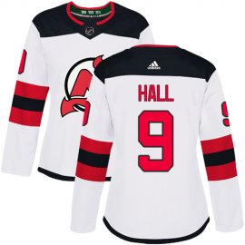 Adidas New Jersey Devils #9 Taylor Hall White Road Authentic Womens Stitched NHL Jersey