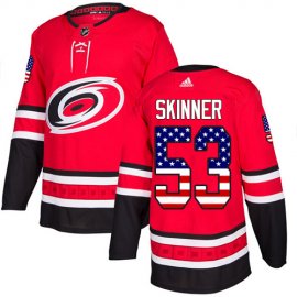 Adidas Carolina Hurricanes #53 Jeff Skinner Red Home Authentic USA Flag Stitched Youth NHL Jersey