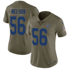 Nike Indianapolis Colts #56 Quenton Nelson Olive Womens Stitched NFL Limited 2017 Salute to Service Jersey