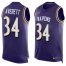 Nike Baltimore Ravens #34 Anthony Averett Purple Team Color Mens Stitched NFL Limited Tank Top Jersey