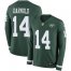 Nike New York Jets #14 Sam Darnold Green Team Color Mens Stitched NFL Limited Therma Long Sleeve Jersey