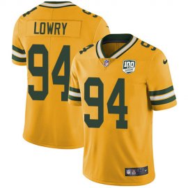Nike Green Bay Packers #94 Dean Lowry Yellow Mens 100th Season Stitched NFL Limited Rush Jersey