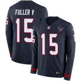 Nike Houston Texans #15 Will Fuller V Navy Blue Team Color Mens Stitched NFL Limited Therma Long Sleeve Jersey