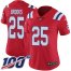 Nike New England Patriots #25 Terrence Brooks Red Alternate Womens Stitched NFL 100th Season Vapor Limited Jersey