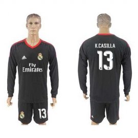 Real Madrid #13 K.Casilla Black Goalkeeper Long Sleeves Soccer Club Jersey