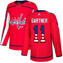 Adidas Washington Capitals #11 Mike Gartner Red Home Authentic USA Flag Stitched NHL Jersey