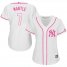 New York Yankees #7 Mickey Mantle White/Pink Fashion Womens Stitched MLB Jersey