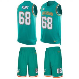 Nike Miami Dolphins #68 Robert Hunt Aqua Green Team Color Mens Stitched NFL Limited Tank Top Suit Jersey