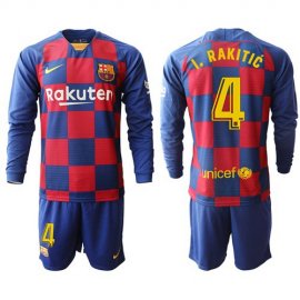 Barcelona #4 I.Rakitic Home Long Sleeves Soccer Club Jersey