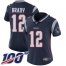 Nike New England Patriots #12 Tom Brady Navy Blue Team Color Womens Stitched NFL 100th Season Vapor Limited Jersey