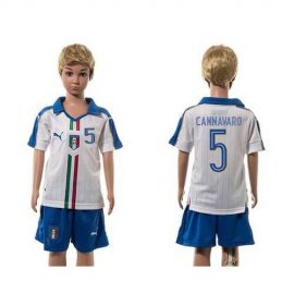 Italy #5 Cannavaro White Away Kid Soccer Country Jersey