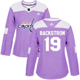Adidas Washington Capitals #19 Nicklas Backstrom Purple Authentic Fights Cancer Womens Stitched NHL Jersey